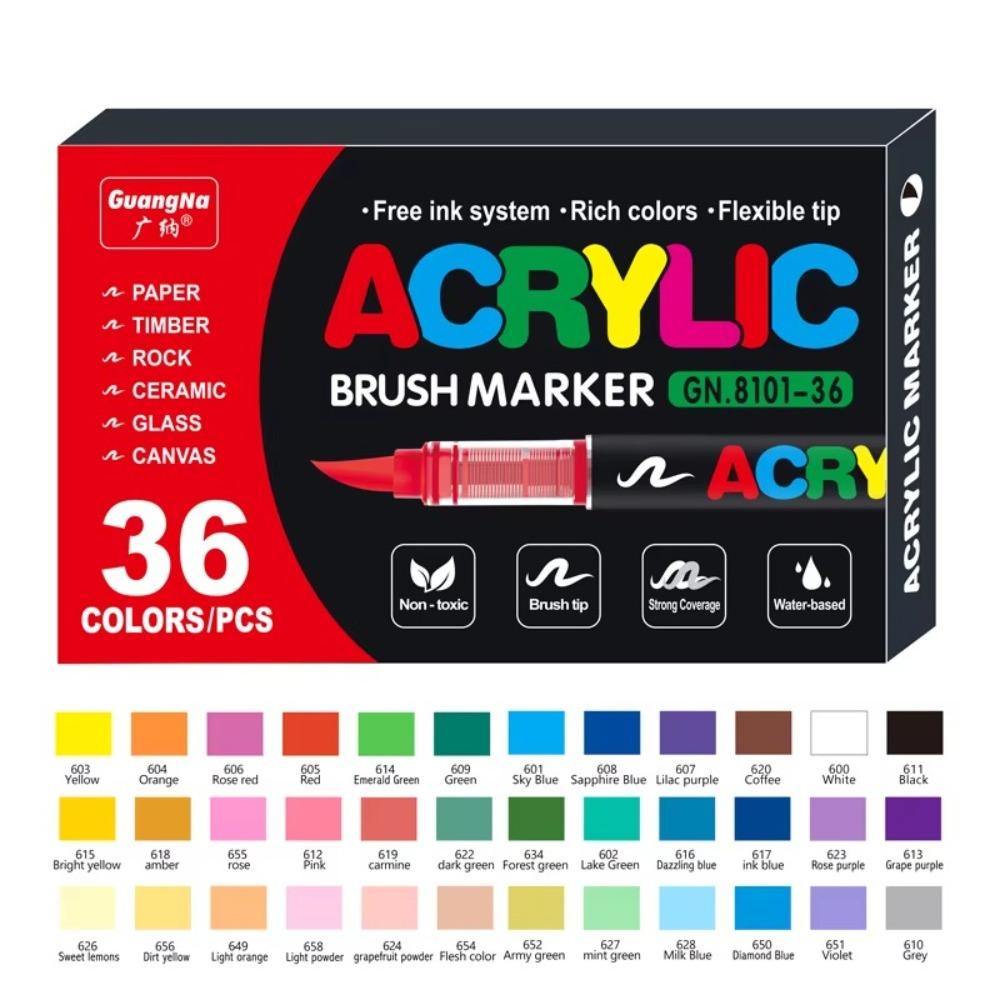 Christmas Gift Acrylic Paint Pens DIY Crafts Rock Painting Pens New Markers Brush  Wood Canvas