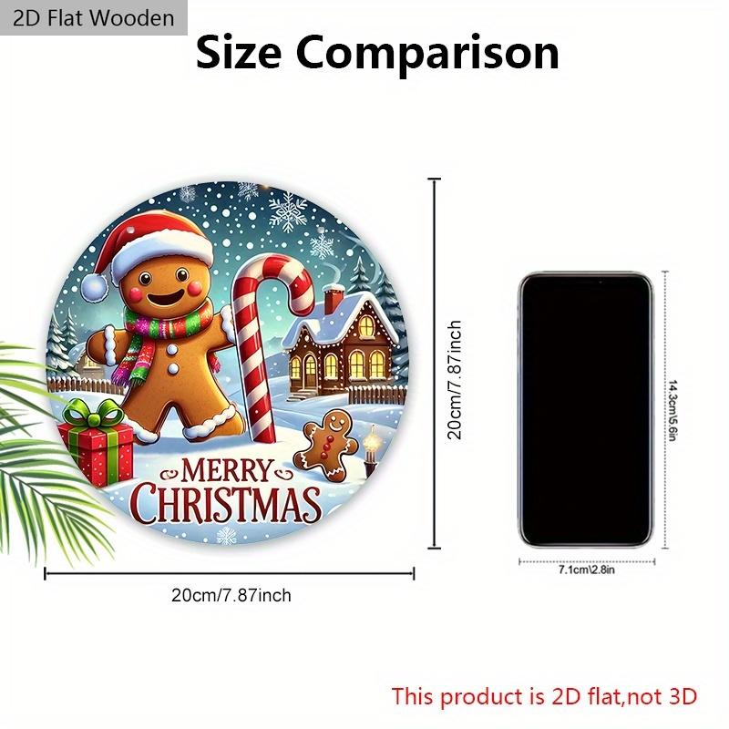 Rustykalny Świąteczny Drewniany Znak ze Wzorem Piernika - Wesołych Świąt Okrągły Znak na Drzwi Wejściowe, Dekoracja Ścienna - Idealna Dekoracja Świąteczna