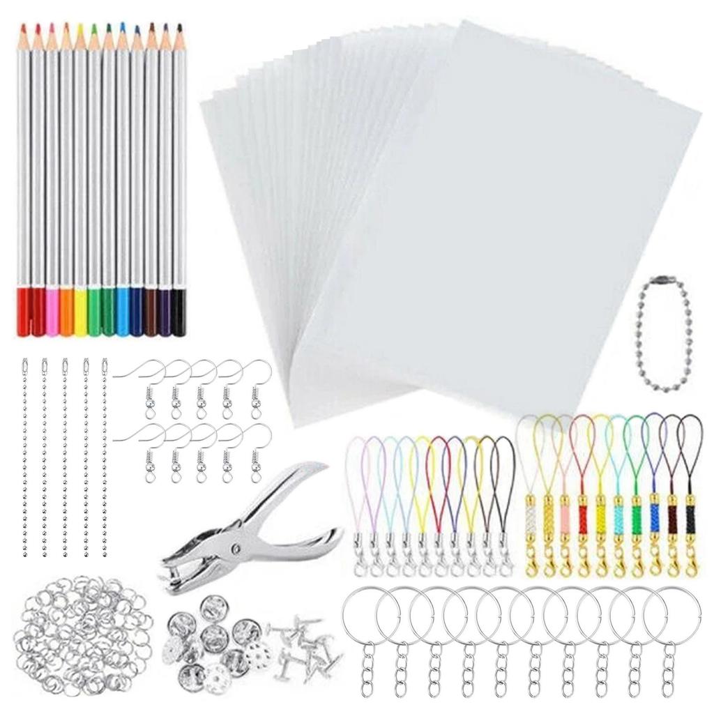 Heat Shrink Plastic Sheets Set Pack Art Paper Heat Shrink for Keychain Ornaments Craft Embellishment Scrapbooking