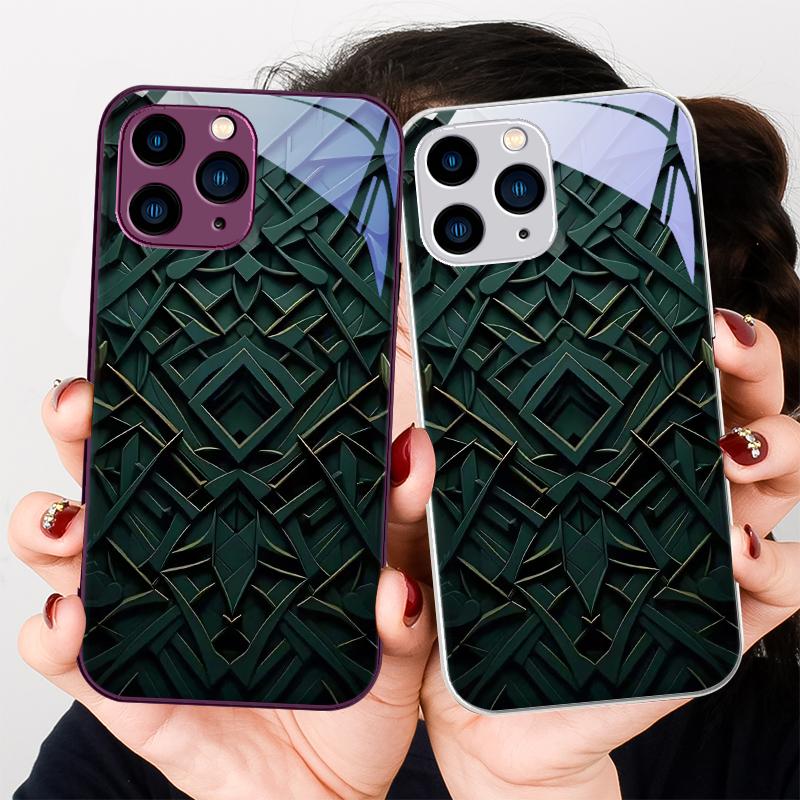 Honeycomb filter bronze purple For Iphone 16 Plus 15 14 13 12 Mini 11 Pro Max X XS XR 7 8 Plus 2022 Tempered Glass Phone Case