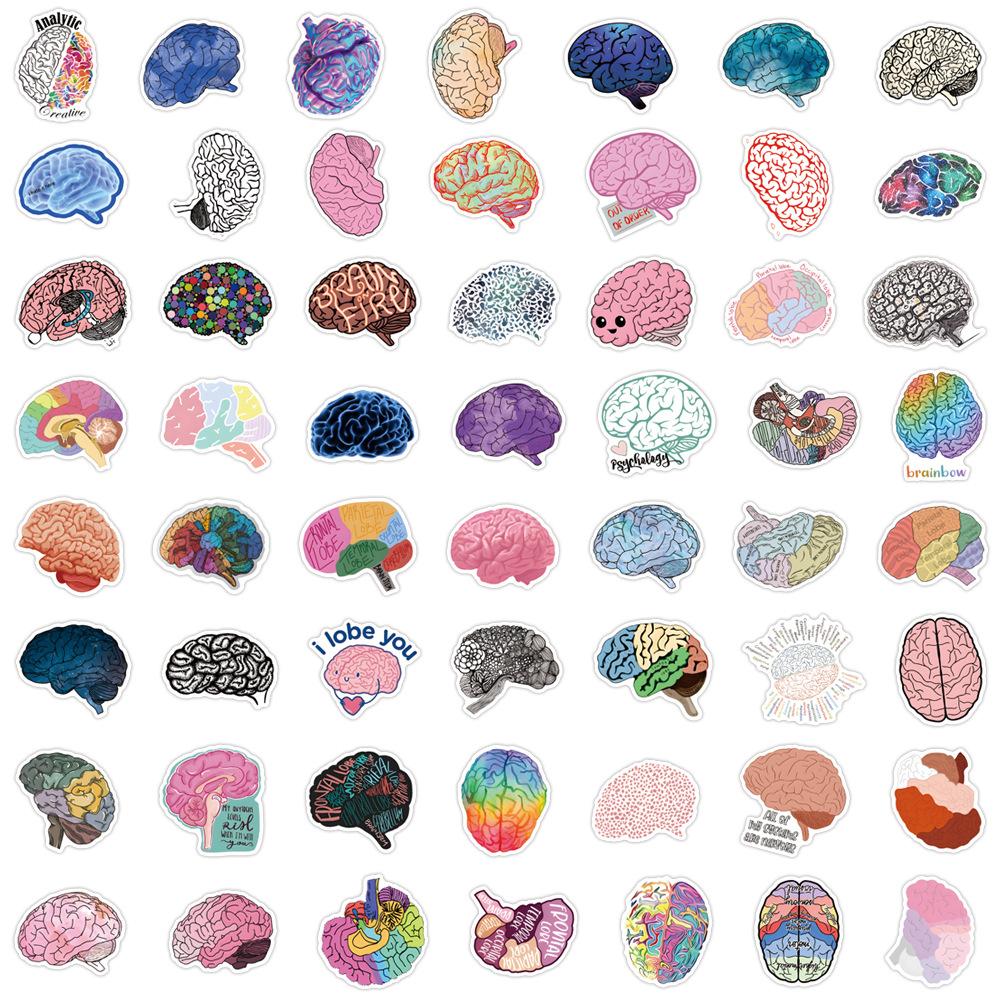 55 New Brain Colorful Brain Stickers Personalized Decorative Suitcase Notebook Waterproof Stickers