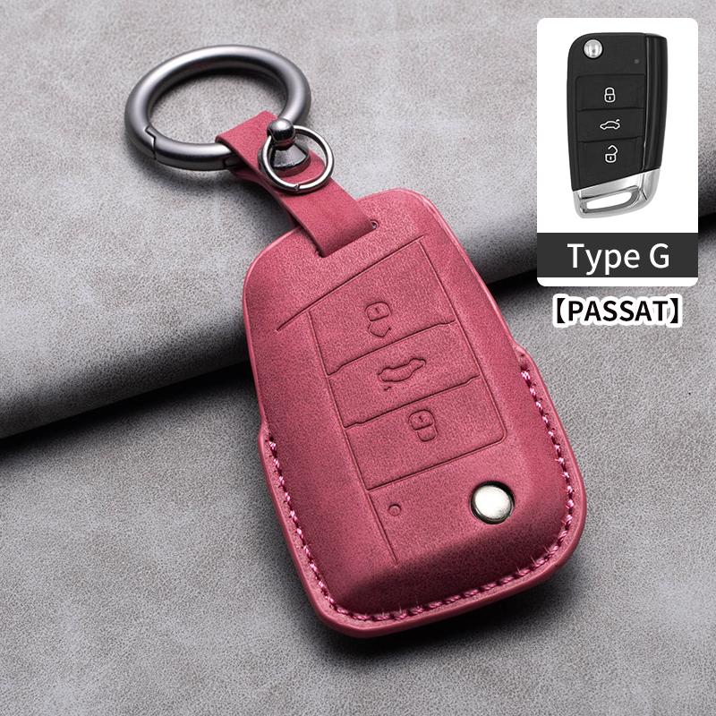 Styling Mouldings Sheepskin Leather Car Key Case Cover Fob For Volkswagen Polo VW Magotan Passat B8 TIGUAN MK2 Golf 8 2020 Car A