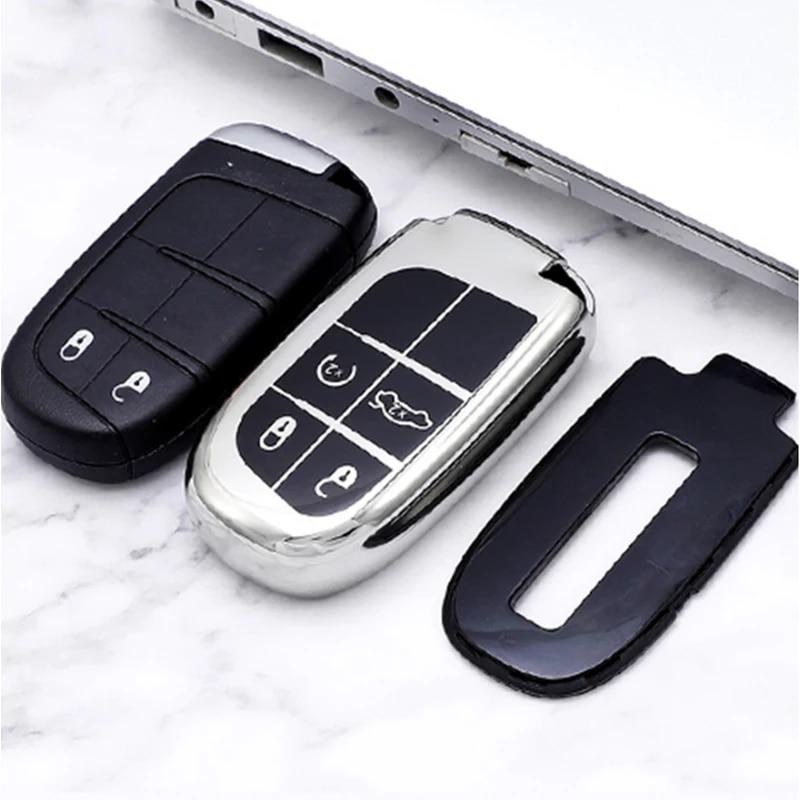 Carcasă pentru chei cu 45 de butoane, geantă Suport pentru carcasă Fob pentru Jeep Renegade Compass Grand Cherokee pentru Chrysler 300C Wrangler Dodge