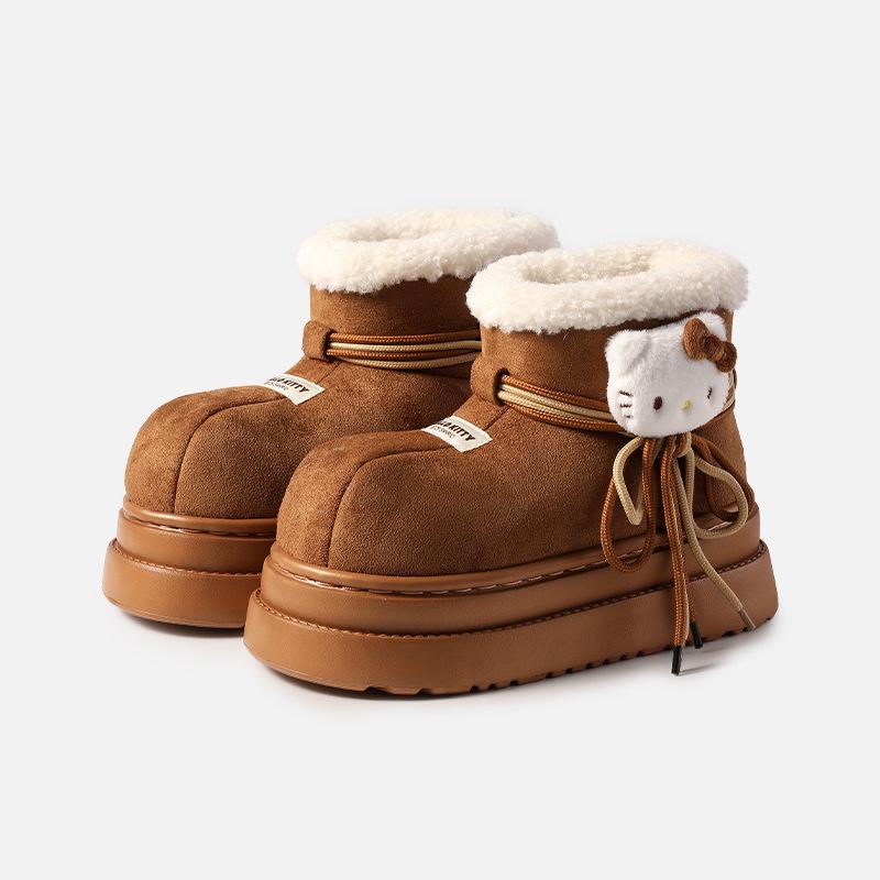 Genuine Sanrio Cartoon Furry Slippers - Women's Non-Slip Warm Winter Indoor Slippers with Plush Cotton and Velvet