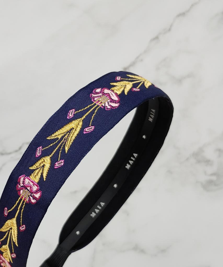 Maia Rose Garden Headband - Navy