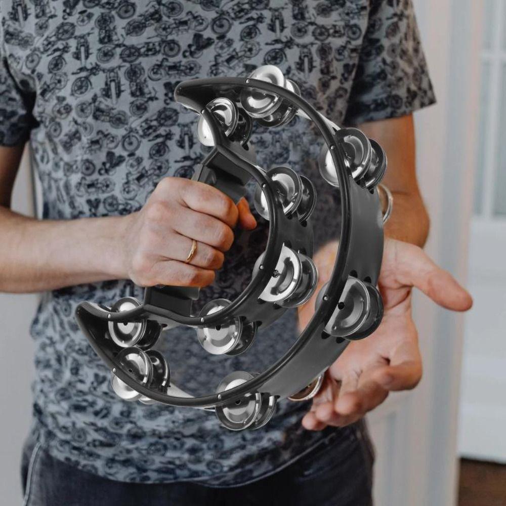 Double Layer Half Moon Handbell Educational Moon Tambourine Orff Tambourine  Preschool Educational