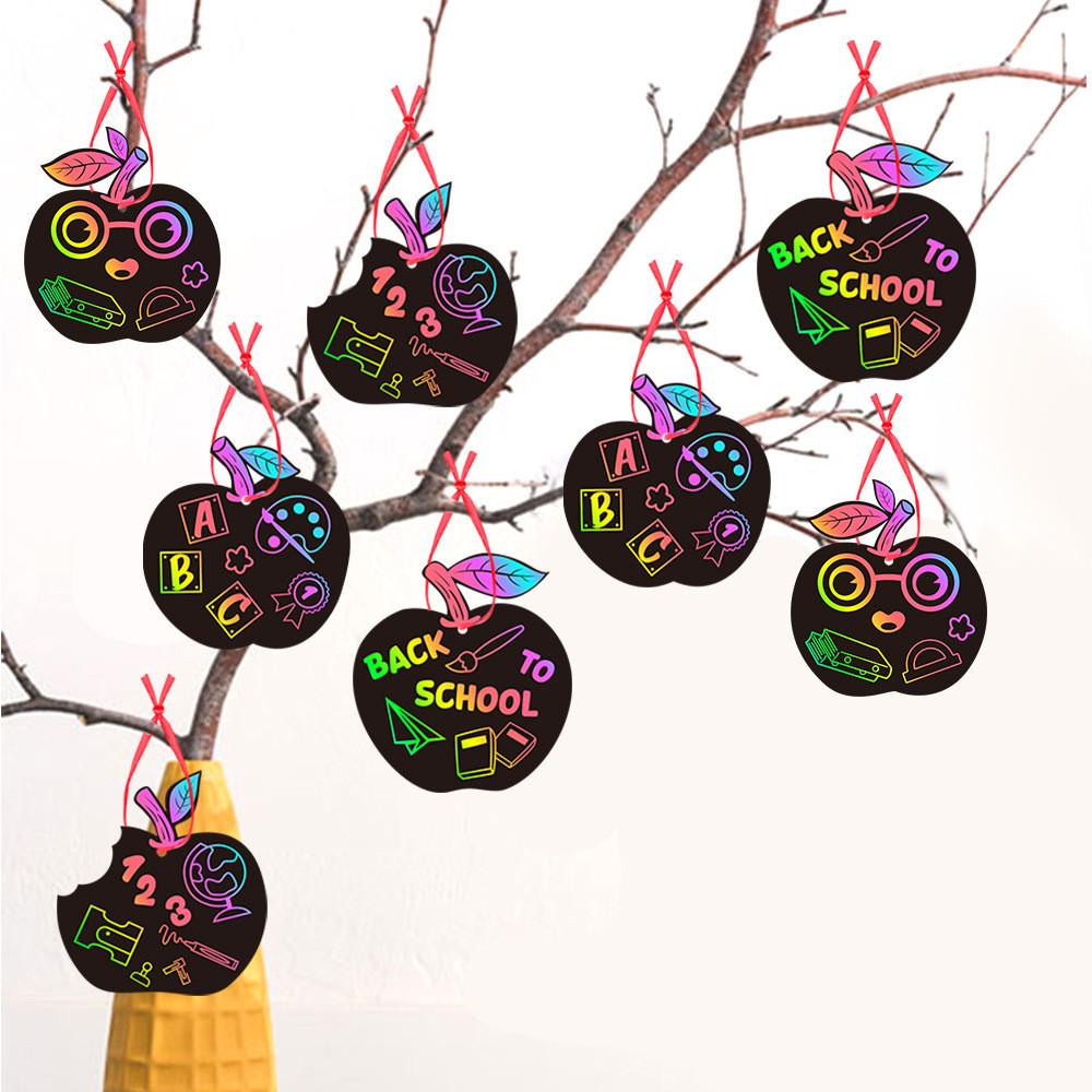 Shaped Colorful Diy Scratch Card Set Hanging School Props Decoration
