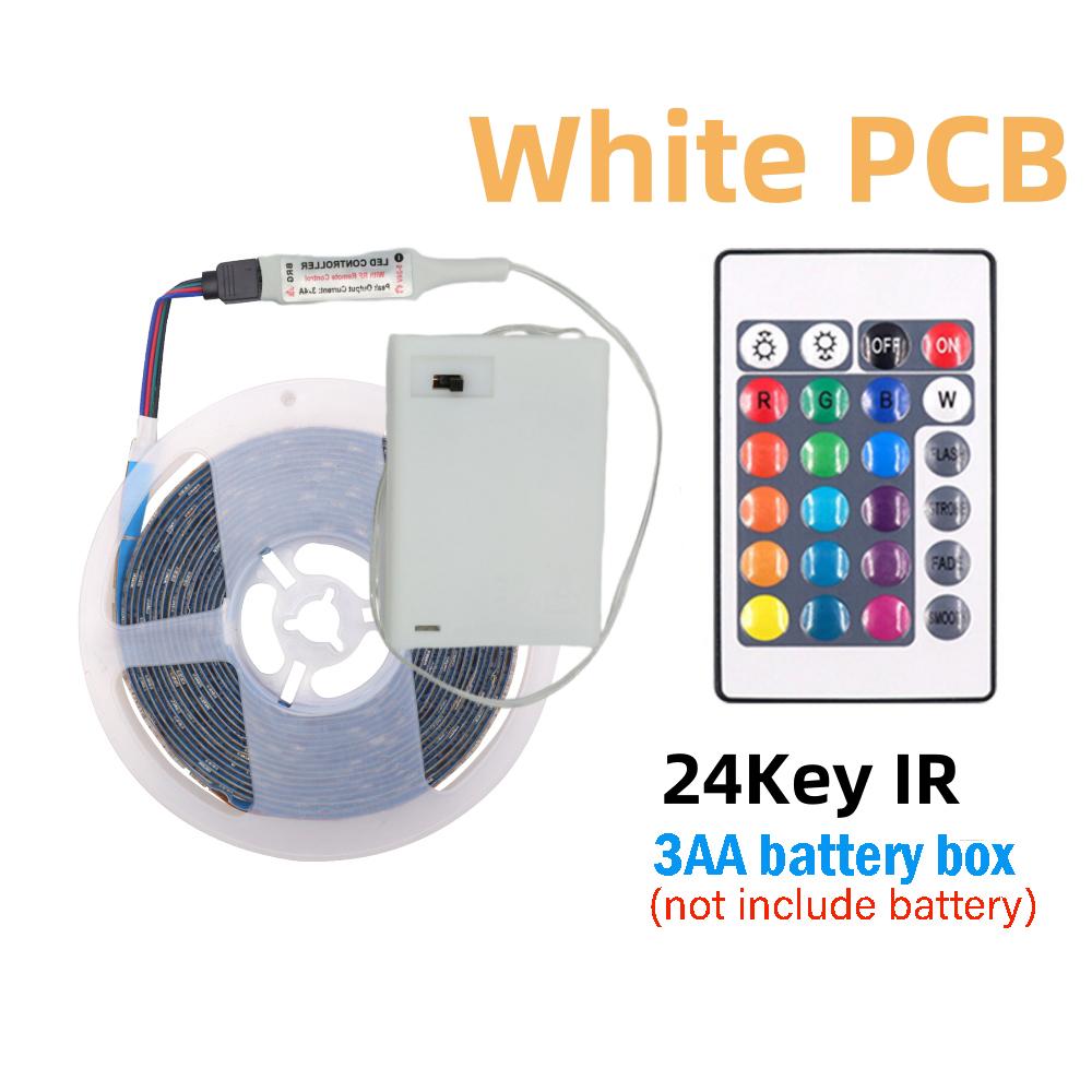 5V 5050 RGB LED Strip Light Battery Powered by 3xAA Waterproof Flexible TV Backlight with 3 17 24 Key Remote Control