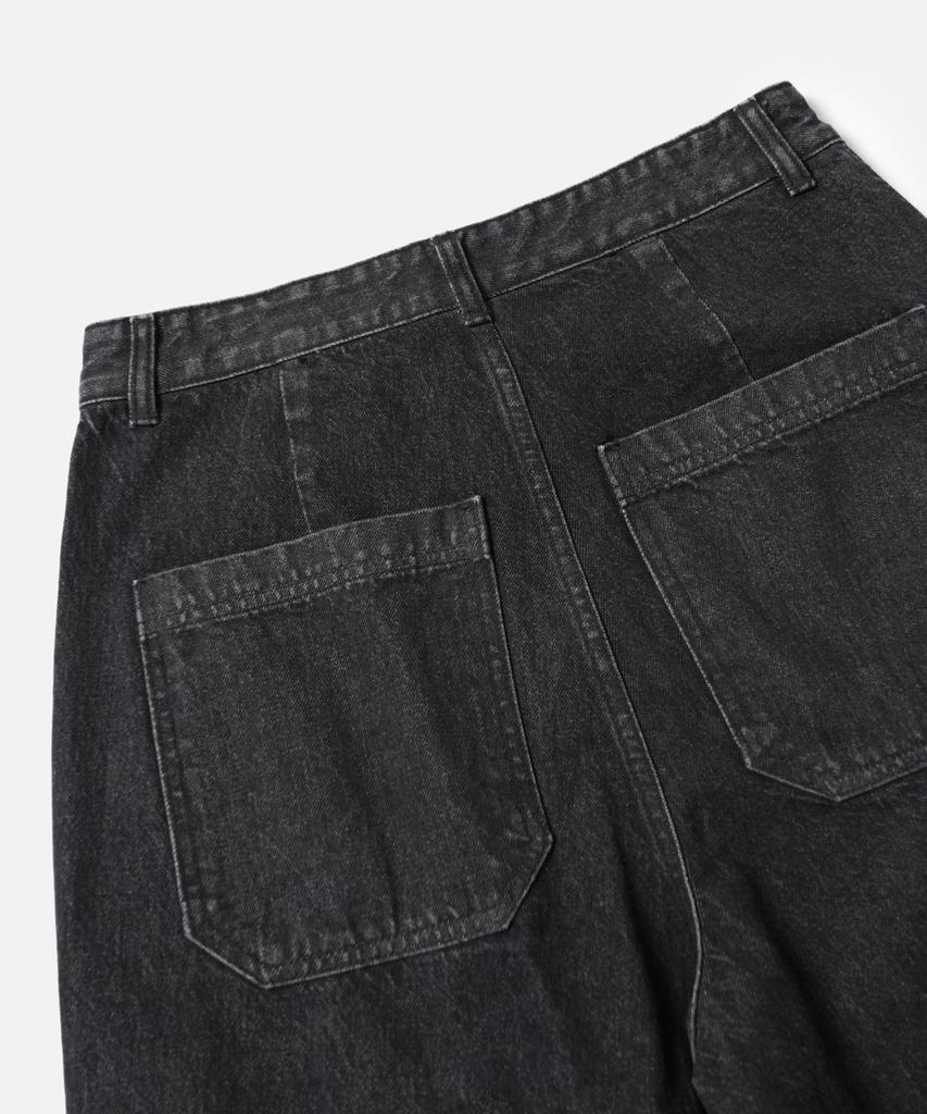 FRIZMWORKS Washed Denim Double Knee Shorts _ Washed Black