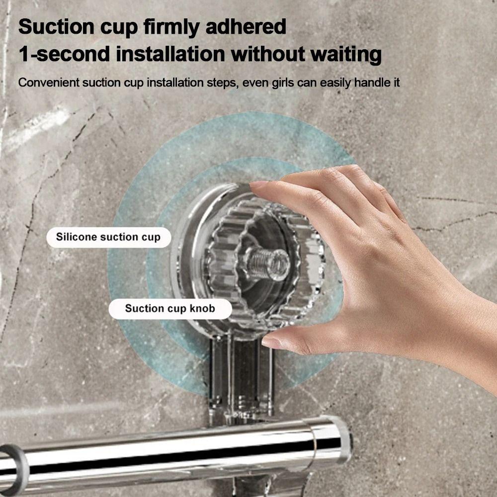 1Pcs Suction Cup Wall Towel Rack Double Layer Rod Kitchen Bathroom Shelf