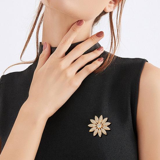 Spilla a Forma di Girasole Rotonda in Lega, Distintivo da Revers, Accessorio Versatile per Maglioni, Colletti, Cappelli, Borse, Cappotti, Sciarpe