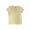 Polo Jednobarevné logo Vyšívané Tričko s V-výstřihem a krátkým rukávem Dámské Topy Žluté 211682523-089