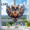 Colorful Owl Window Hanging 2Pcs Pendant, Waterproof Acrylic Indoor Outdoor Decoration, 2D Printing Stained Balcony Decoration Glass Style Light