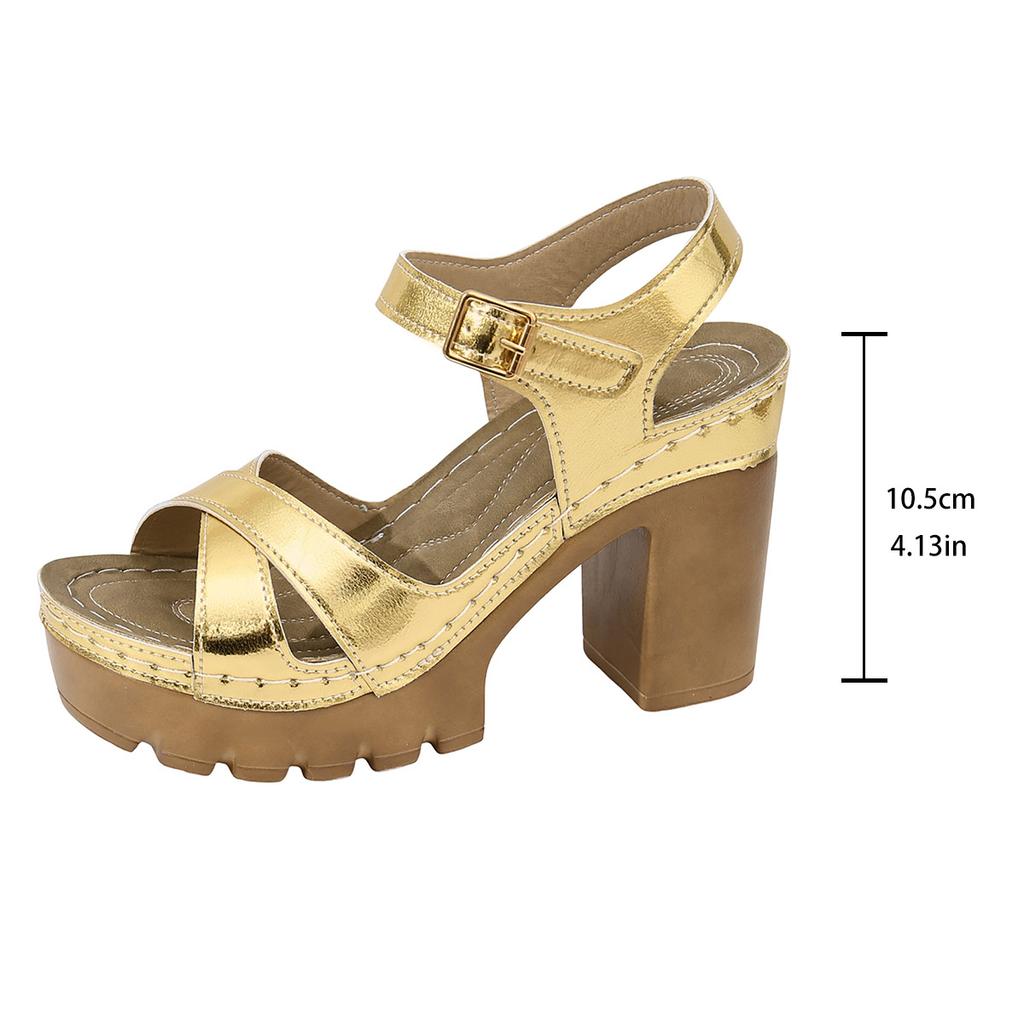 Klobige Plateau Super High Heel Knöchelriemen Sandalen Damen Sommer Dicke Sohle Kreuzriemen Gladiator Sandalen Damenschuhe