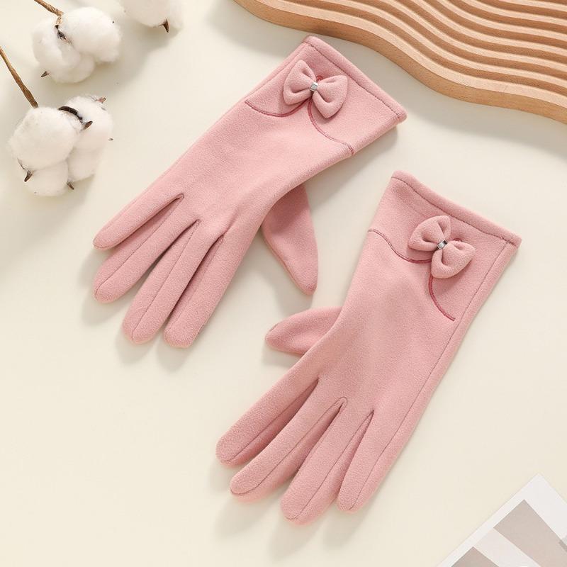 Warm gloves women's fleece cold-proof outdoor riding electric car rabbit down bow autumn and winter gloves
