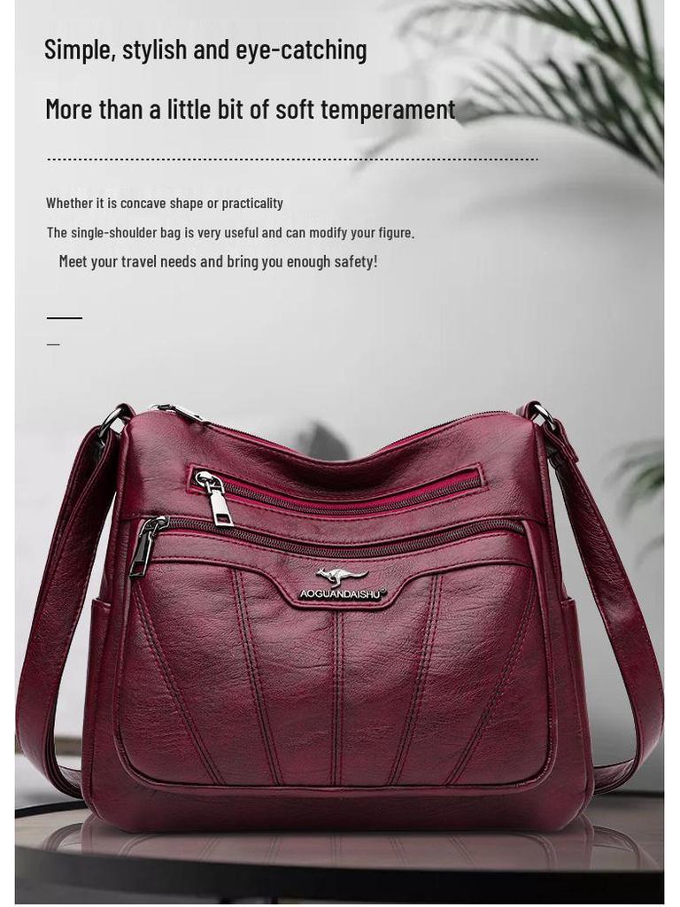 2025 Women's Fashion PU Crossbody Bag: Embroidered Multi-Pocket Shoulder Bag