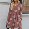 Women's Fashion Floral Print V-Neck Long Sleeve Dress