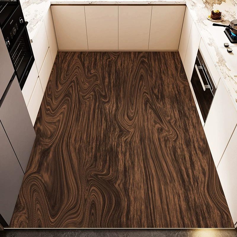 Kitchen Floor Mat Imitation Wood Grain Pvc Leather Carpet Non-Slip Oil-Proof Easy To Clean Rug Can Be Freely Cut Large Area Mats
