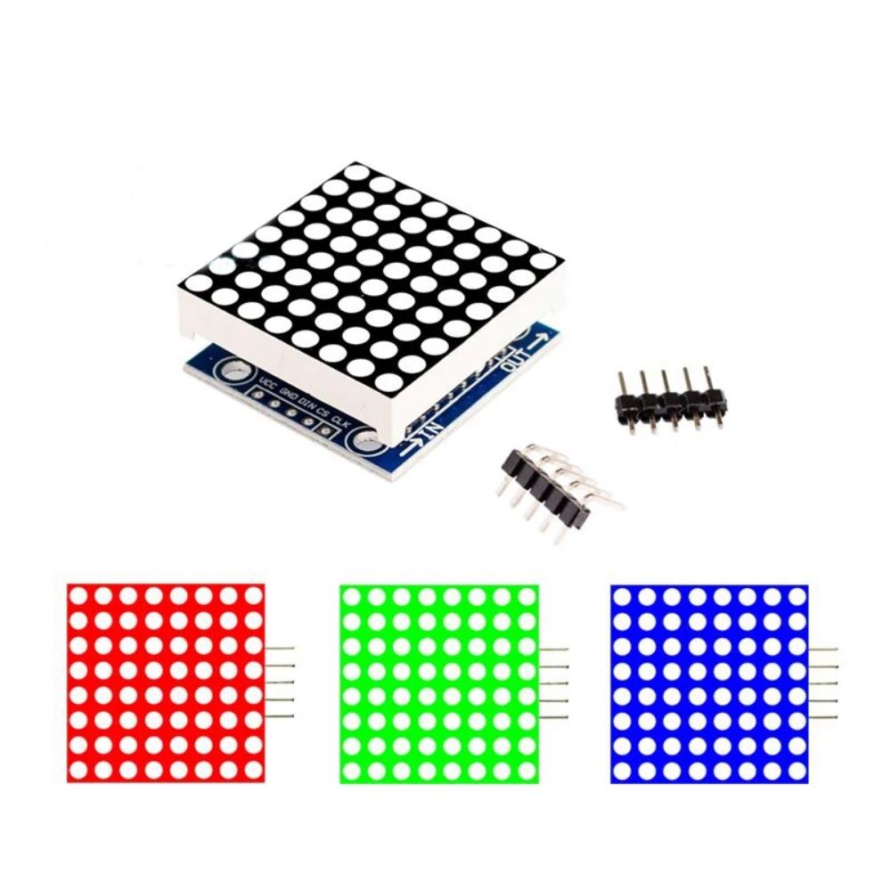 1PC MAX7219  Dot Matrix Module 8*8 microcontroller module 5V Common Cathode Red / Green 4in1 LED Display with DuPont Line