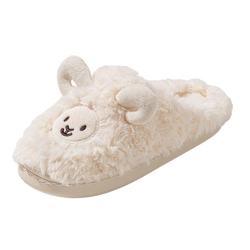 Warme Plüsch-Schaf-Hausschuhe: Kuschelige Baumwolle für Damen & Herren für Zuhause