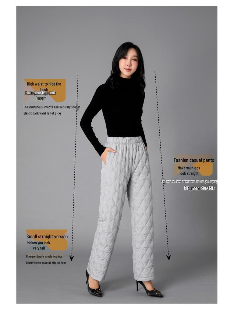 Damen Baumwollhose mit hohem Bund und weitem Bein - Übergröße, warm, dick für Herbst/Winter 2025