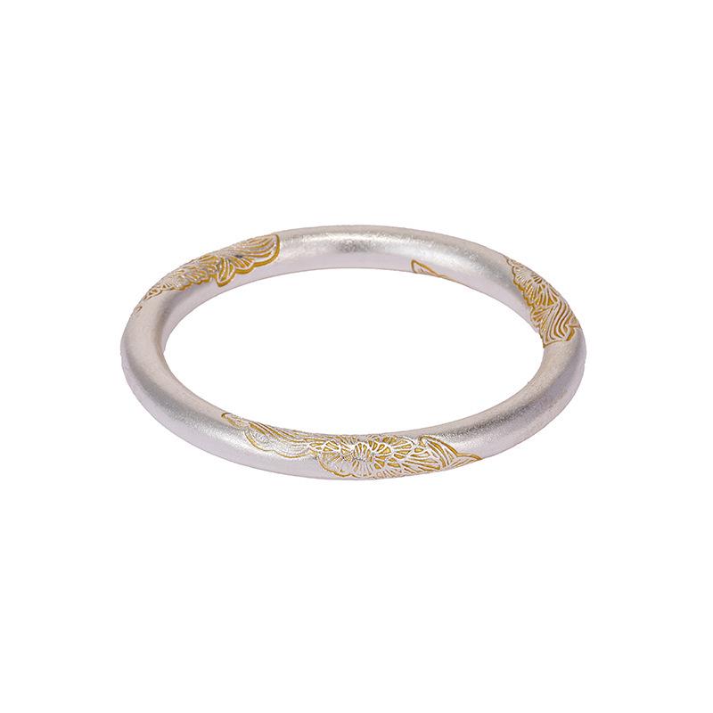 White Copper Silver-Plated Begonia Flower Bracelet – New Chinese Style Gilt Gift