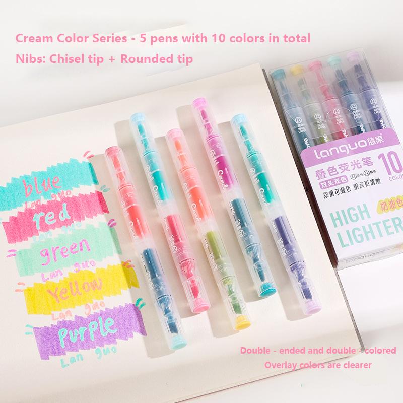5 Pcs Double Ended Magic Color Change Highlighter Kit, Student Diary Scrapbook DIY Production, for Marking, Underline, Painting