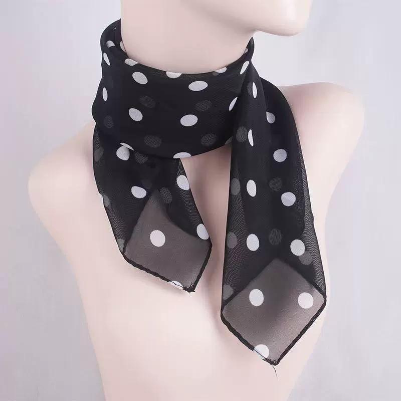 Square Chiffon Scarf Sun Protection Thin Scarves Soft Wrap Shawl Polka Dot Women Accessories CLE