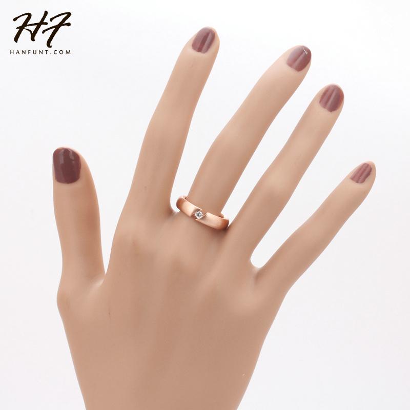 Top Quality CZ Crystal  Wire Drawing Process Rose Gold Color Lover's Ring Austrian Crystal Full Sizes HotSale R441 R442