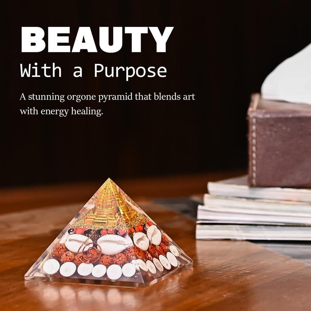 Shree Yantra Pyramid (90mm) – Original Gomti Chakra Vastu Item for Home & Office | Laxmi Pyramid for Positive Energy