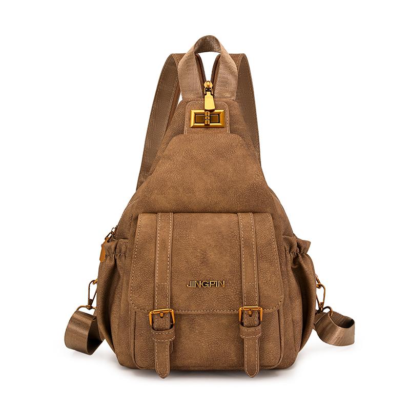 PU Damen Retro Brusttasche Mehrzweck Große Kapazität Umhängetasche Leichter Rucksack