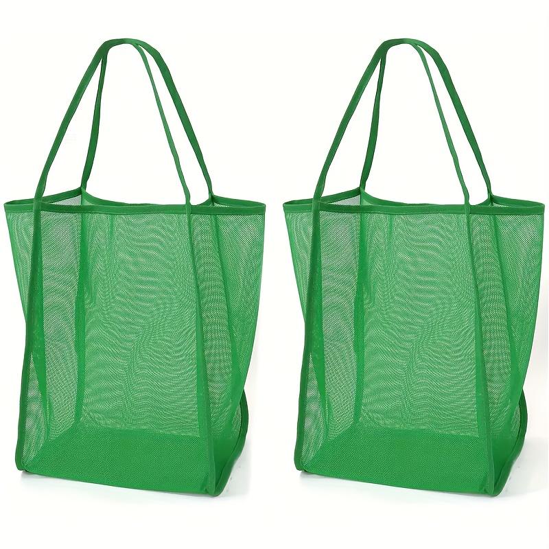 2 шт Большая сетчатая пляжная сумка-тоут Прочная однотонная черная с прочными ручками подходит для путешествий пляжа отпуска и кемпинга 2pcs зелёный 860₽