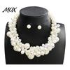Chunky Faux Pearl Necklace 1 Set Jewelry, Beaded Choker And Statement Earrings, Metallic for Women Dinner Parties Wedding Banquet Party