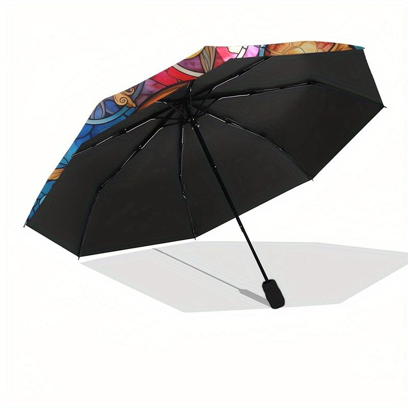 Stained Window Panel: Celestial DreamsUmbrella, Portable 3-Fold Compact Umbrella for Men & Women Gift