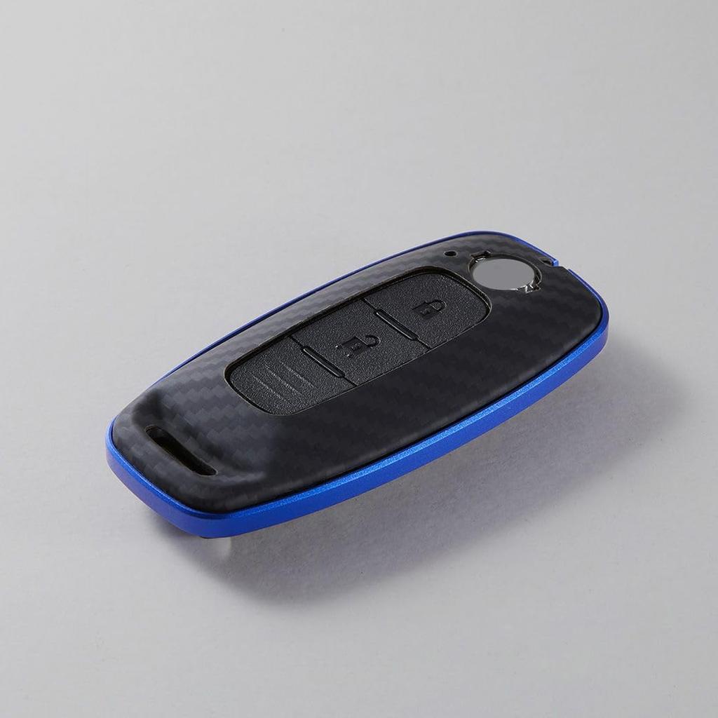 [Deff] DEEF Key Case, Aramid Fiber Case for Nissan New Intelligent Key (Matte Black/Blue), Matte Black Blue