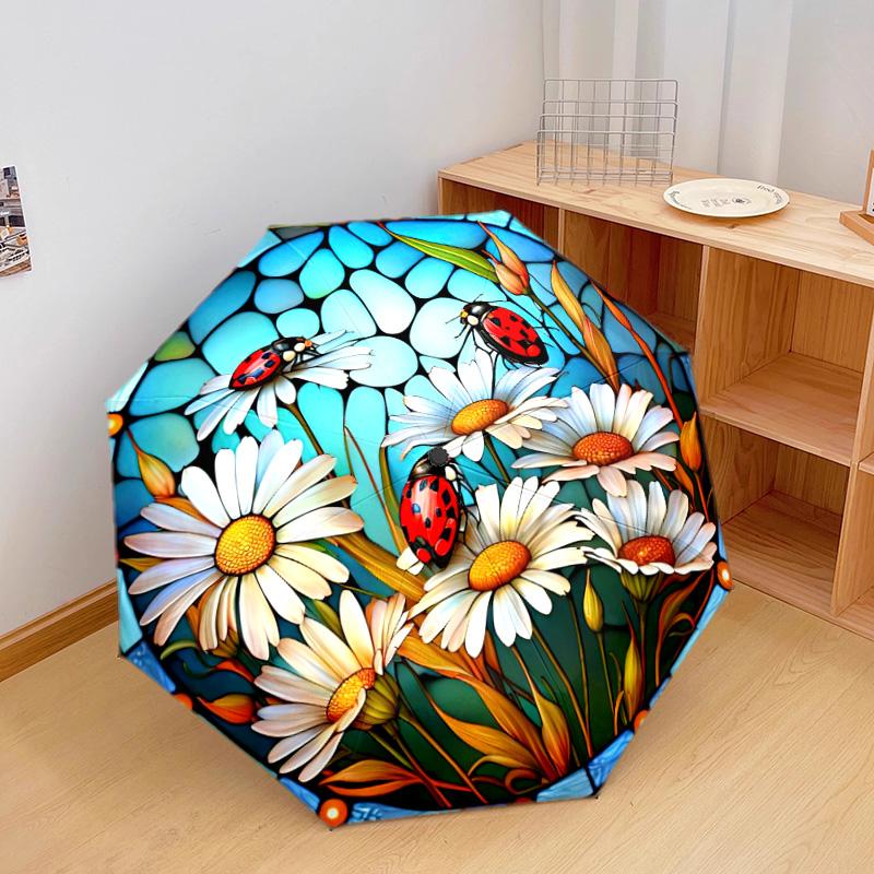 Butterflies Flowers Automatic Umbrella - Suitable Travel Outdoor Portable Umbrella Birthday Gift Daily Essentials