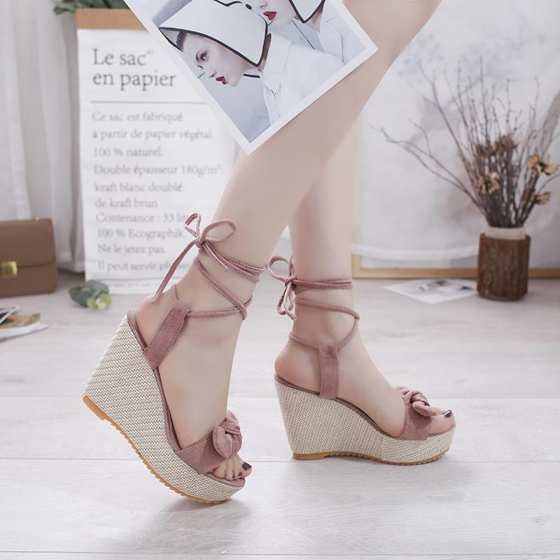 Fashionable Thick Sole Slope Heel Sandals 2024 Summer New Elegant and Versatile Sexy High Heel Shoes Comfortable Strap Sandals
