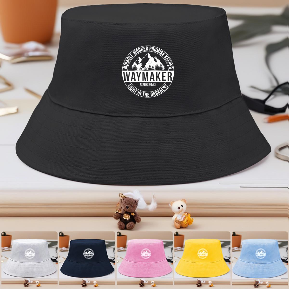 

Bucket Hat With WAY MAKER Print , PSALMS 56:13 Sun Hat Fashion Solid Color Unisex Fishing Hat as the picture синій