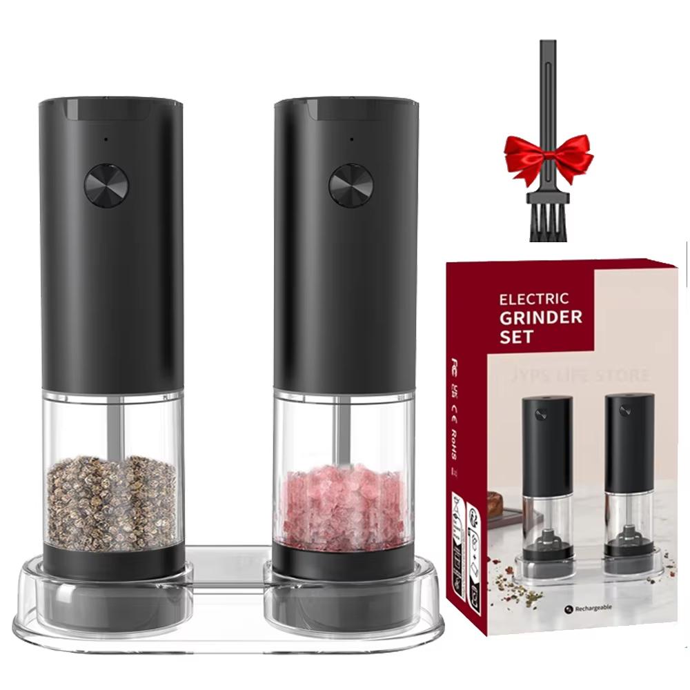 Electric Salt And Pepper Grinder Stainless Steel Automatic Pepper Grinder Adjustable Coarseness Refillable Mills Battery Powered