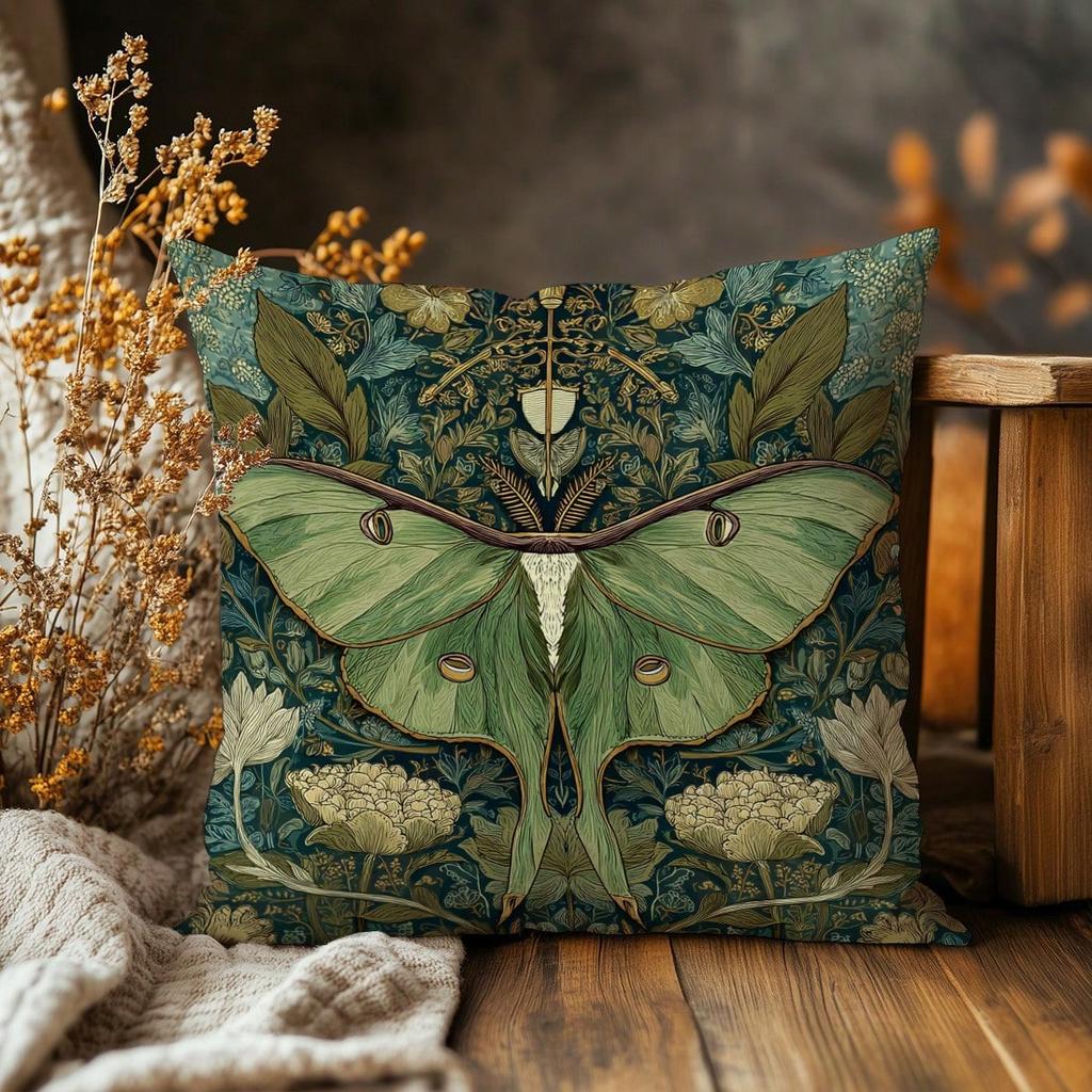 Cuscino Falena Luna Verde Stampa 2D Double Sided Morbido Cuscino Artistico Copricuscino Arredamento Camera da Letto Soggiorno Divano Accessorio Accogliente Regalo