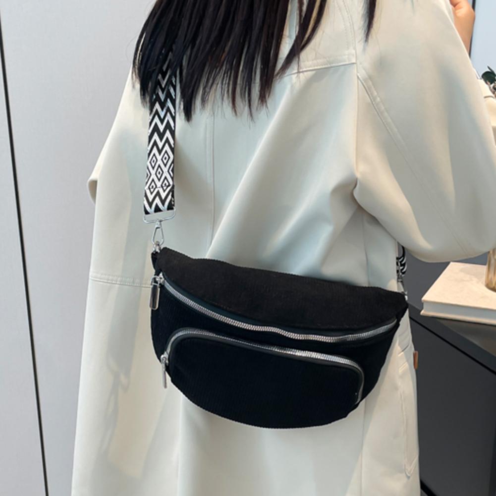 Chest Bags Corduroy Banana Bag for Women's Sling Crossbody Waist Pack Vintage Running Shoulder Bags Casual Fanny Packs Belt Bags