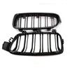 F30 Grill, Front Hood Kidney Grille For-BMW 3 Series F30 F31 F35 2013- (Double Slat Matt Black Grill, 2-Pc Set)