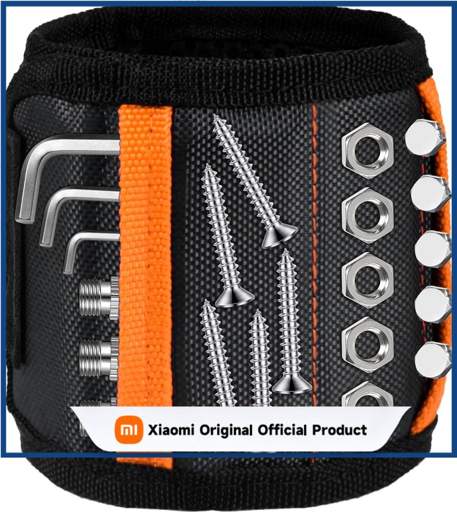 Xiaomi Magnetic Wristband for Men Tools Holder Adjustable Velcro Strap Wrist Band for Screws Nails Drill Bits DIY Handyman Gift for Dad