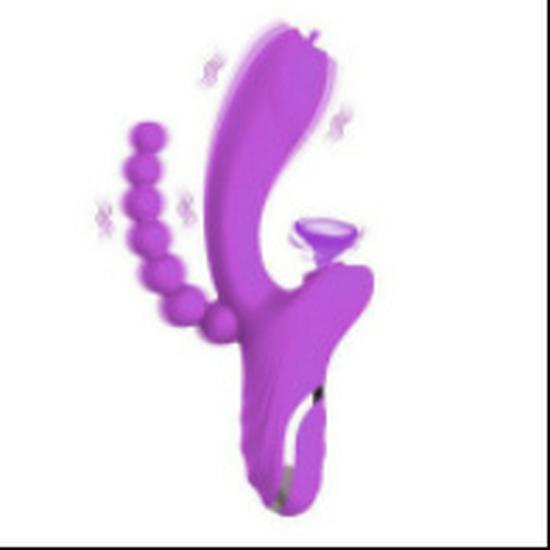 Vibrierendes Doppelkopf-Massagegerät für Frauen mit starker Vibration und Saugfunktion