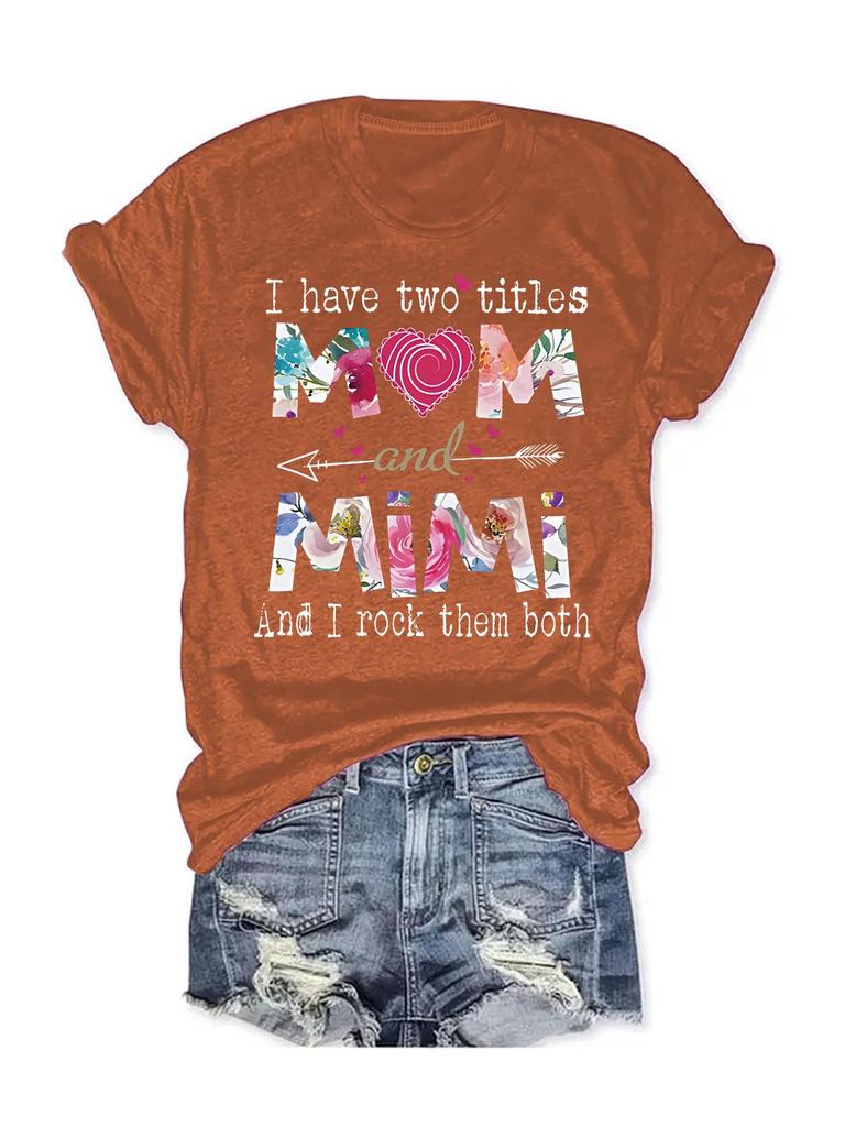 Mother's Day Pattern Print Round Neck Short Sleeve T-Shirt for Women