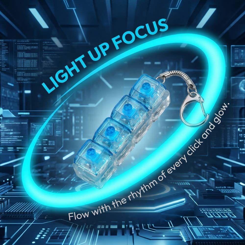 Funny Crystal Keycap Pendant Luminous Mechanical Keyboard Keychain  Holiday Gift