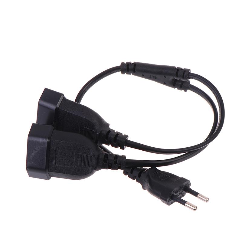 4.0Mm Cee7/16 Eu 2 Prong Male To Female Dual Output 2 Ways Outlet Extension Cord European M/F Power Splitter Cable