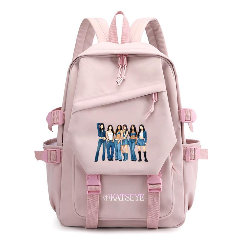 Unisex KATSEYE Printed Backpack Student School Waterproof Children Casual Canvas Nylon Bag