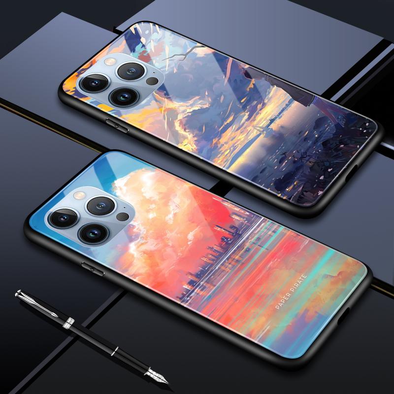 Tempered Glass Phone Case For OPPO Reno13 Reno14 Realme 11 12Pro 14 GTNeo6 C21Y C53 C75 OnePlus Nord2 NordCE3Lite Soft Edge Shockproof Smooth Shell