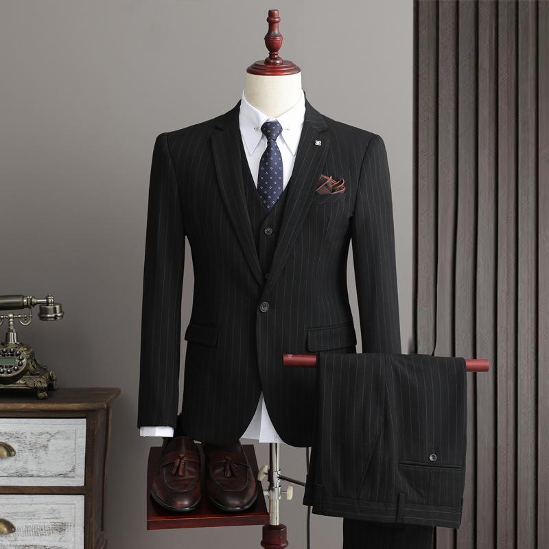 Men's Striped Slim Fit Plus Size Business Casual Suit Set SJT9961-P285